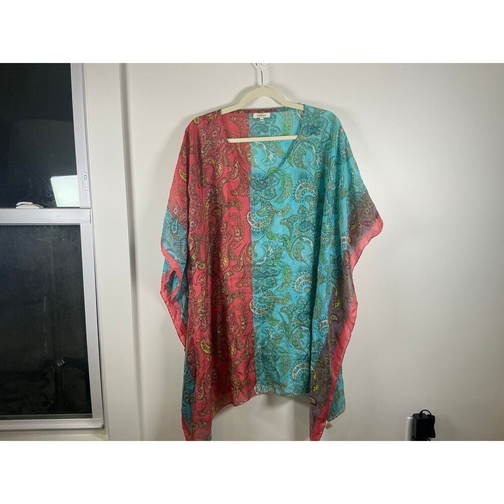 Sundance Women's Multicolor Paisley Print Silk Caftan One Size Boho Tunic